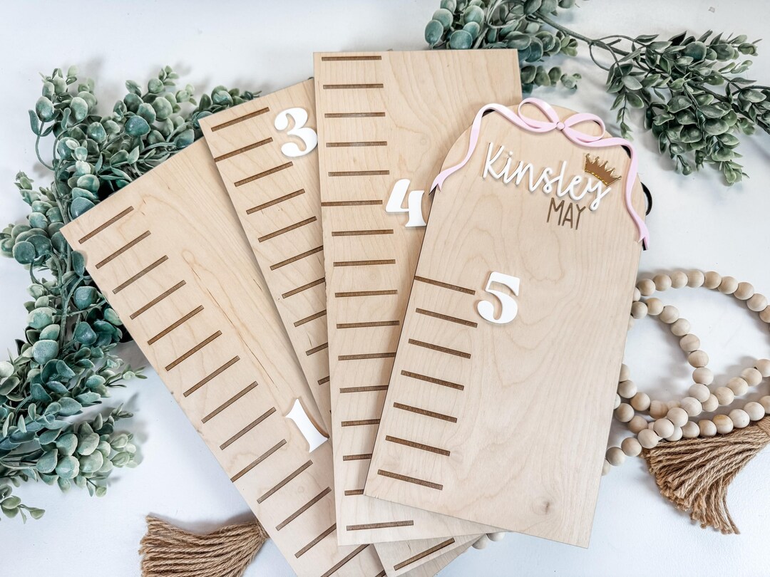Personalized Wooden Growth Chart Ruler | Custom Name Height Board ...