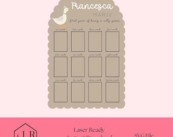 Silly Goose First Year Photo Board SVG  Laser Cut File for Baby Milestone Display