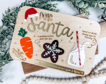 Dear Santa Treat Board – Personalized Christmas Cookie Tray for Santa & Reindeer Snacks