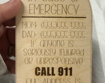 In Case of Emergency - Personalized Wooden Magnet