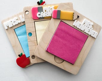 Personalized Teacher Post-it Note Holder – Custom 3x3 Sticky Note Organizer