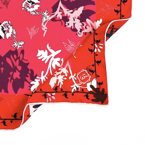 LARGE SQUARE SILK SCARF, Red Love for Romantics