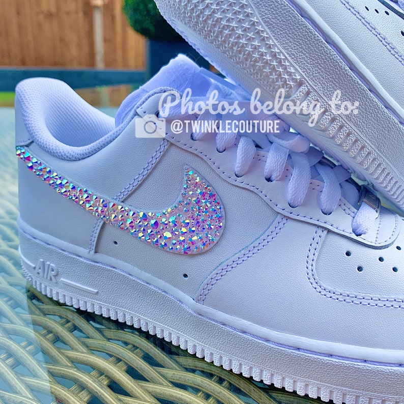 Nike airforce 1s with iridescent clear diamond crystal | Etsy