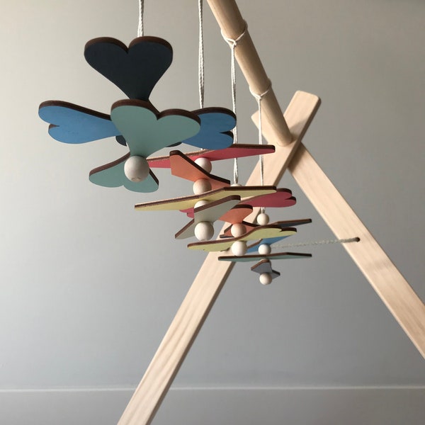 Infant Nursery Mobiles - play gym/car seat mobiles - laser-cut, wooden, geometric shapes, gender-neutral