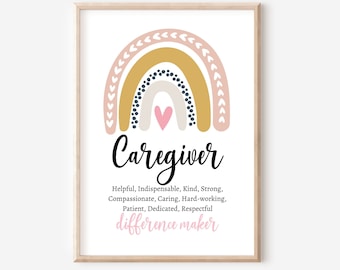 Caregiver Gift, Caregiver Print, Caregiver Rainbow, Caregiver Thank you, Caregiver Quote, Caregiver  Wall Art