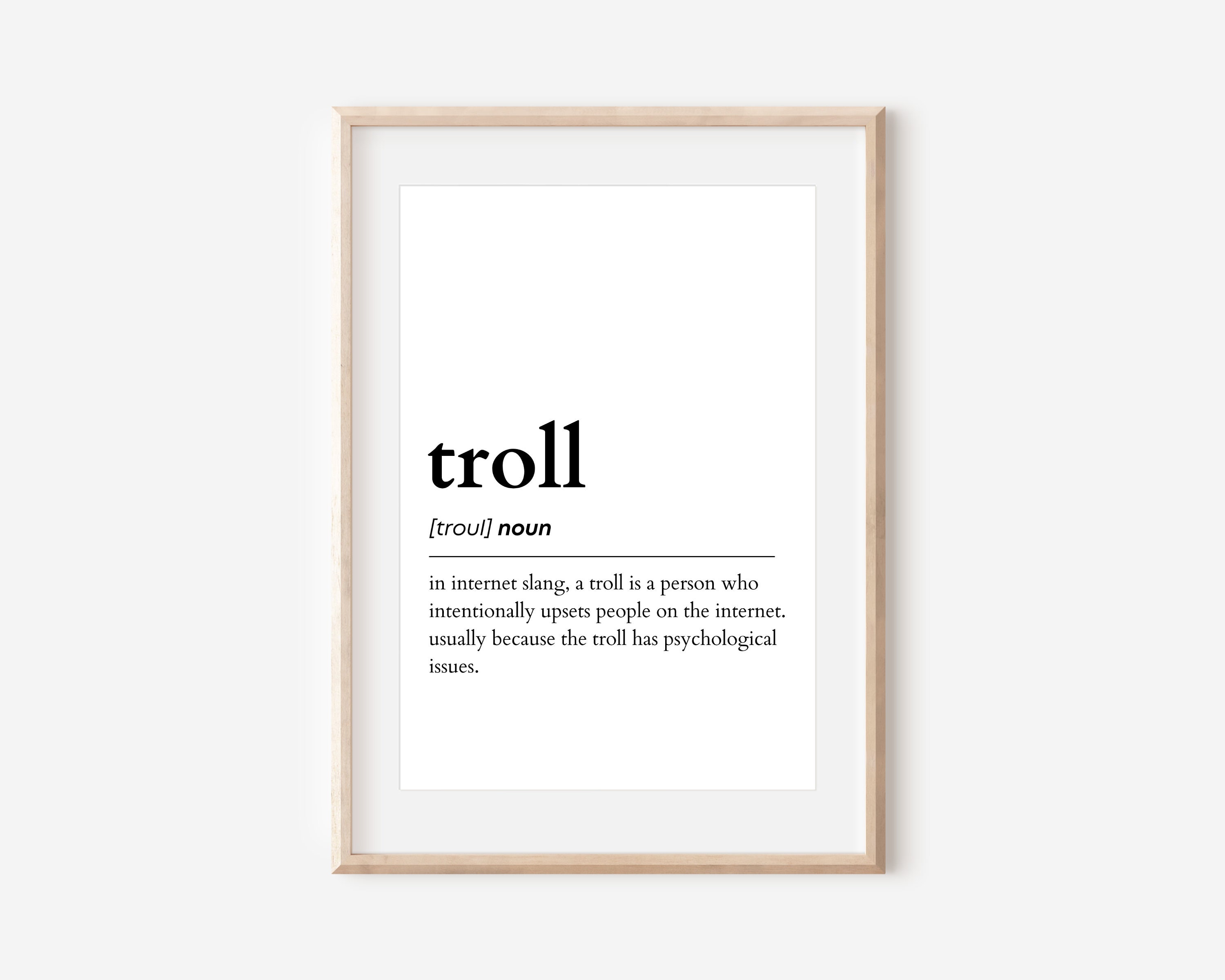 Troll Definition, Gamer Print, Gamer Digital Printable
