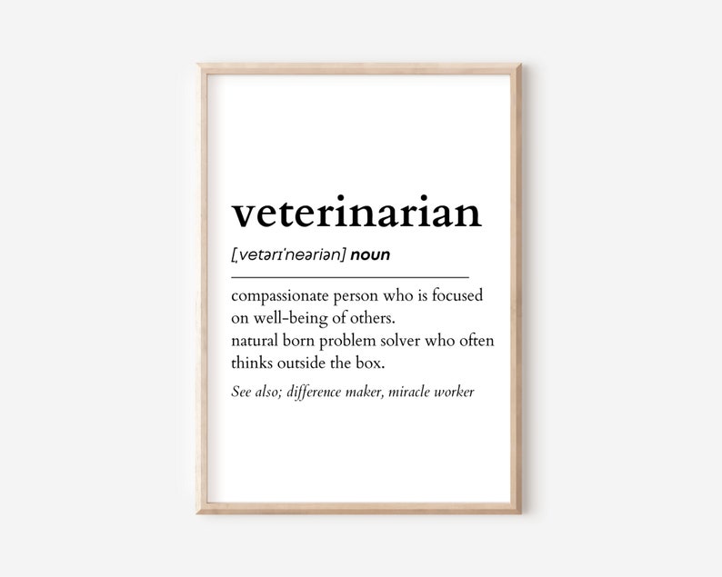 Veterinarian Definition Print Printable Wall Art Digital Etsy