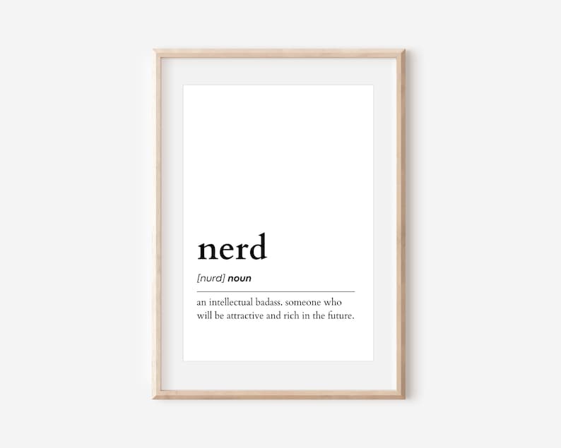 Nerd Definition Print, Printable Wall Art, Digital Download Print, Nerd