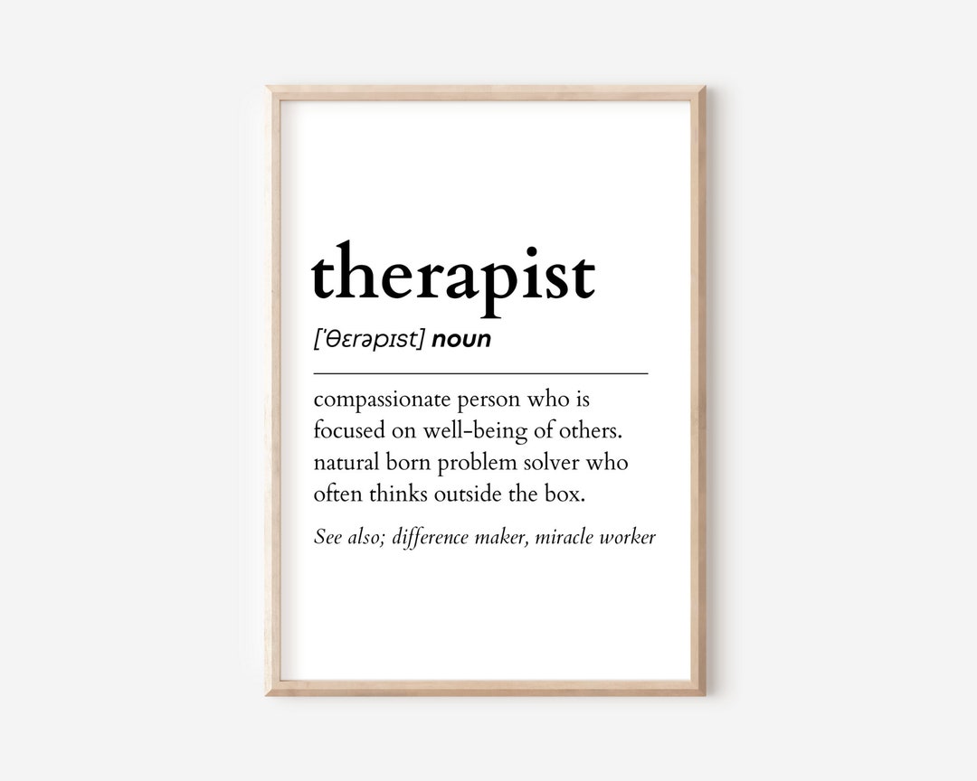 Therapist Definition Print, Printable Wall Art, Digital Download Print
