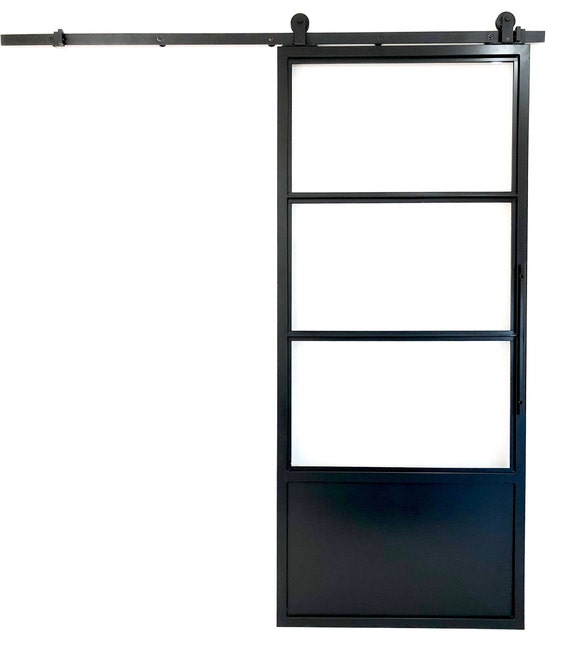 Barn Door Glass And Metal Etsy