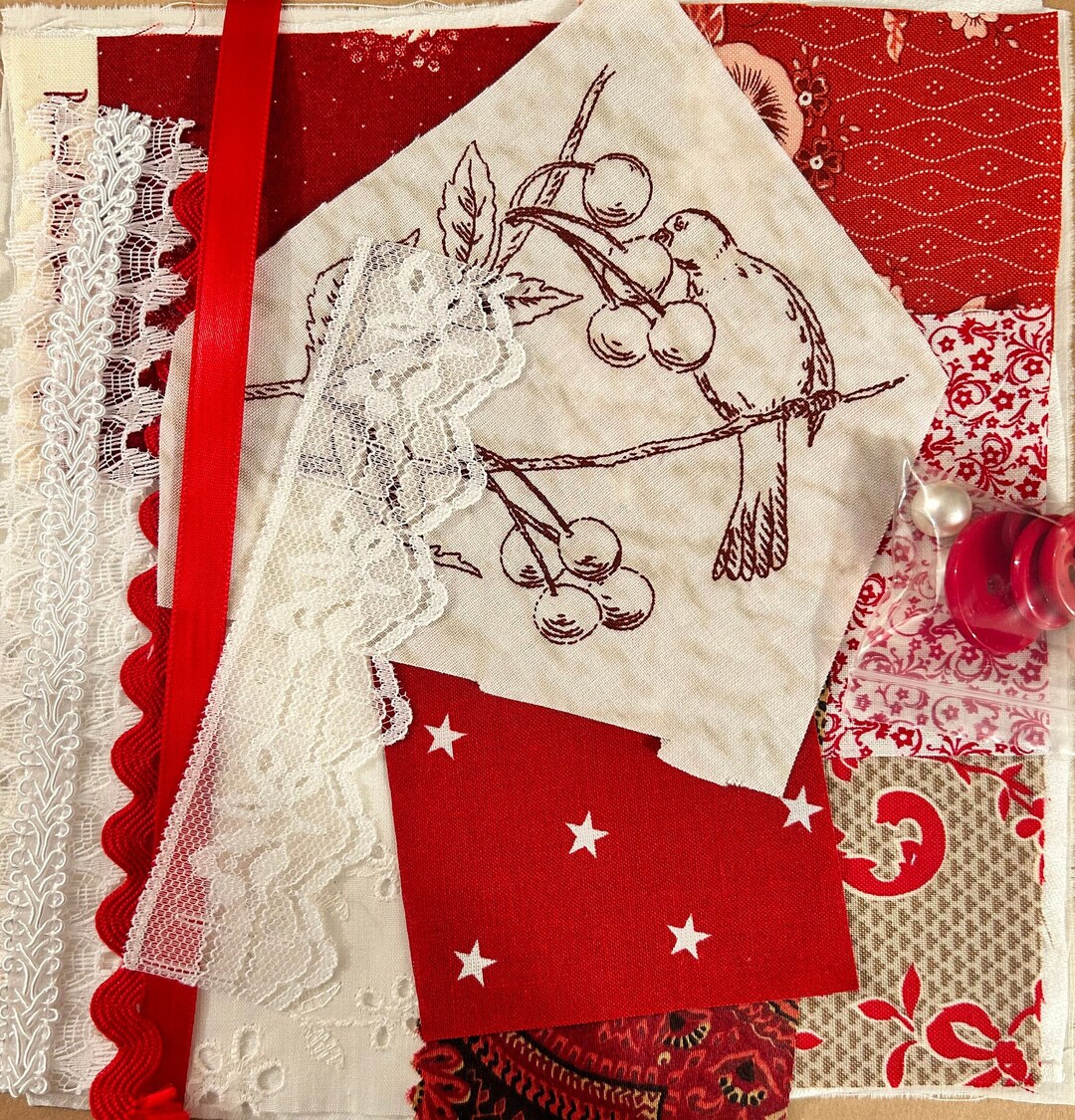 Mini Redwork Slow Stitching Kit - Etsy