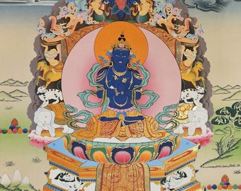 325. Dorje Chang Vajradhara with Kagyu Masters Thangka (Thanka).  Free Brocade / Free Shipping.