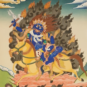 100. Palden Lhamo Thangka: Tibetan Buddhist Dharma Protector (15x20 inches)