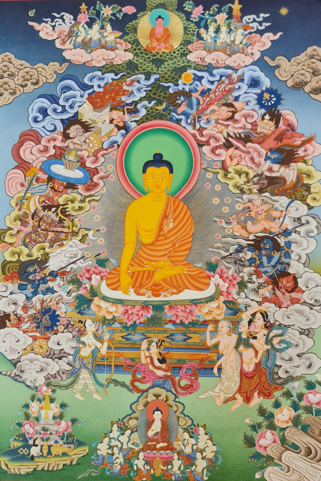 268. 仏陀の誘惑タンカ：マーラの娘たちの錦絵 - Etsy 日本