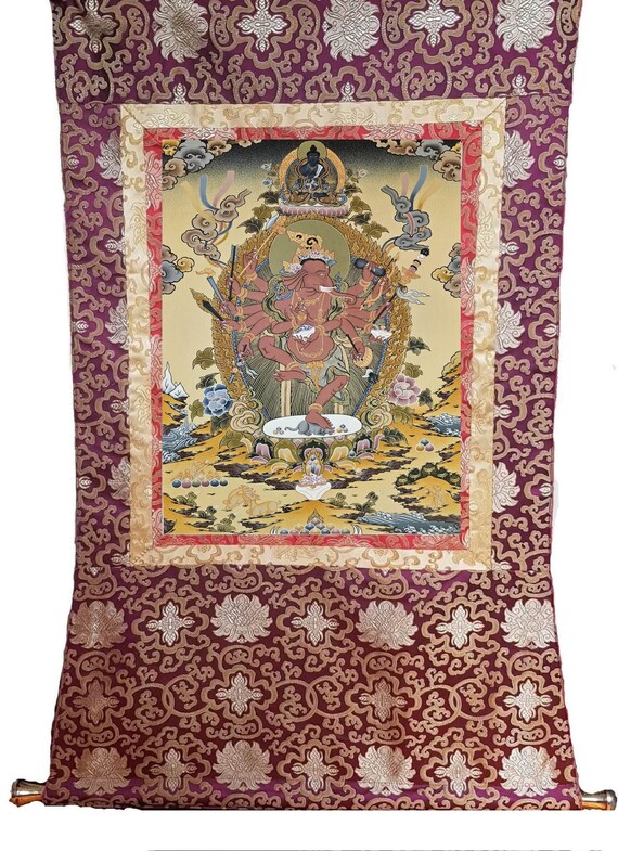 331. Buddhist Ganesha Thangka: Ganapati Thanka Art (15x20 Inches