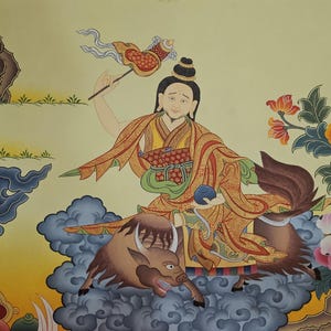 358. Genyan (Protector of Thrangu Rinpoche’s Monastery) Thangka (Thanka). Free Brocade / Free Shipping.