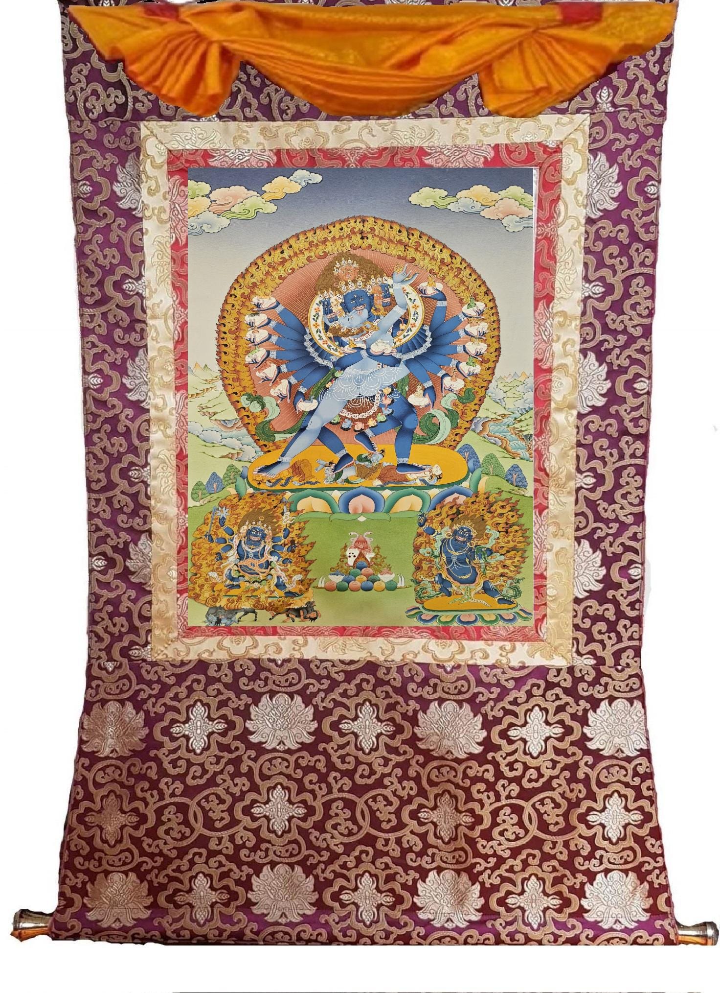 417. Drikung Kagyu Shri Hevajra Old Thangka: Buddhist Tantra Art