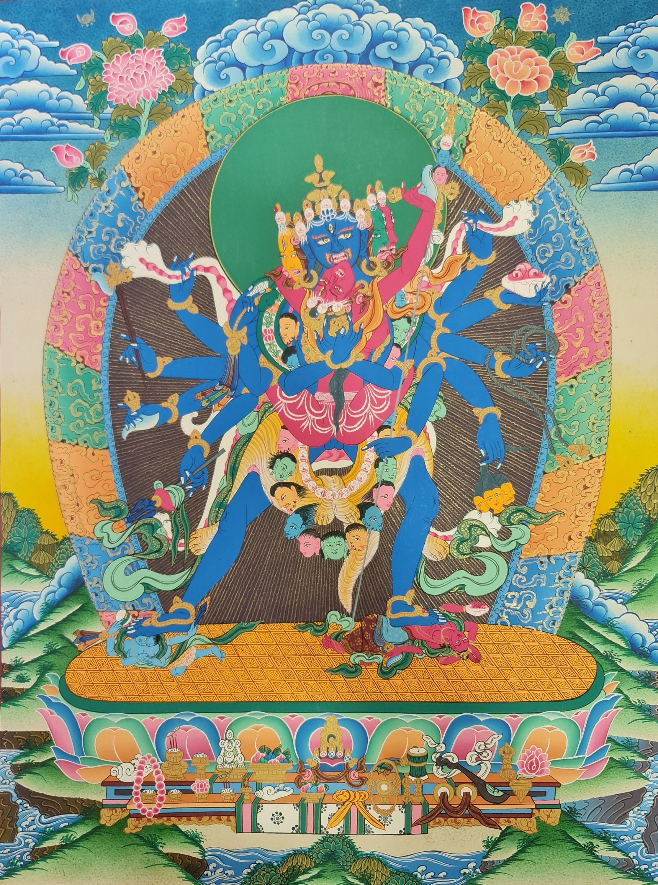 絵画　チベット宗教 26. チャクラサンヴァラ タンカ絵画: 12 腕のチベット仏教美術 - Etsy 日本