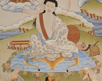 197. Milarepa Thangka: Yogi of Tibet, Free Brocade