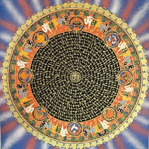 349. Mantra Mandala Thangka: Tibetan Buddhist Art (20x20 inches)