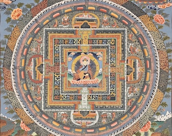 360. Guru Tsokyé Dorje Mandala Thangka: arte tibetano de 25 años