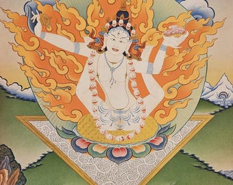 507. Sukkhasiddhi Yogini Thangka: arte tántrico budista con brocado