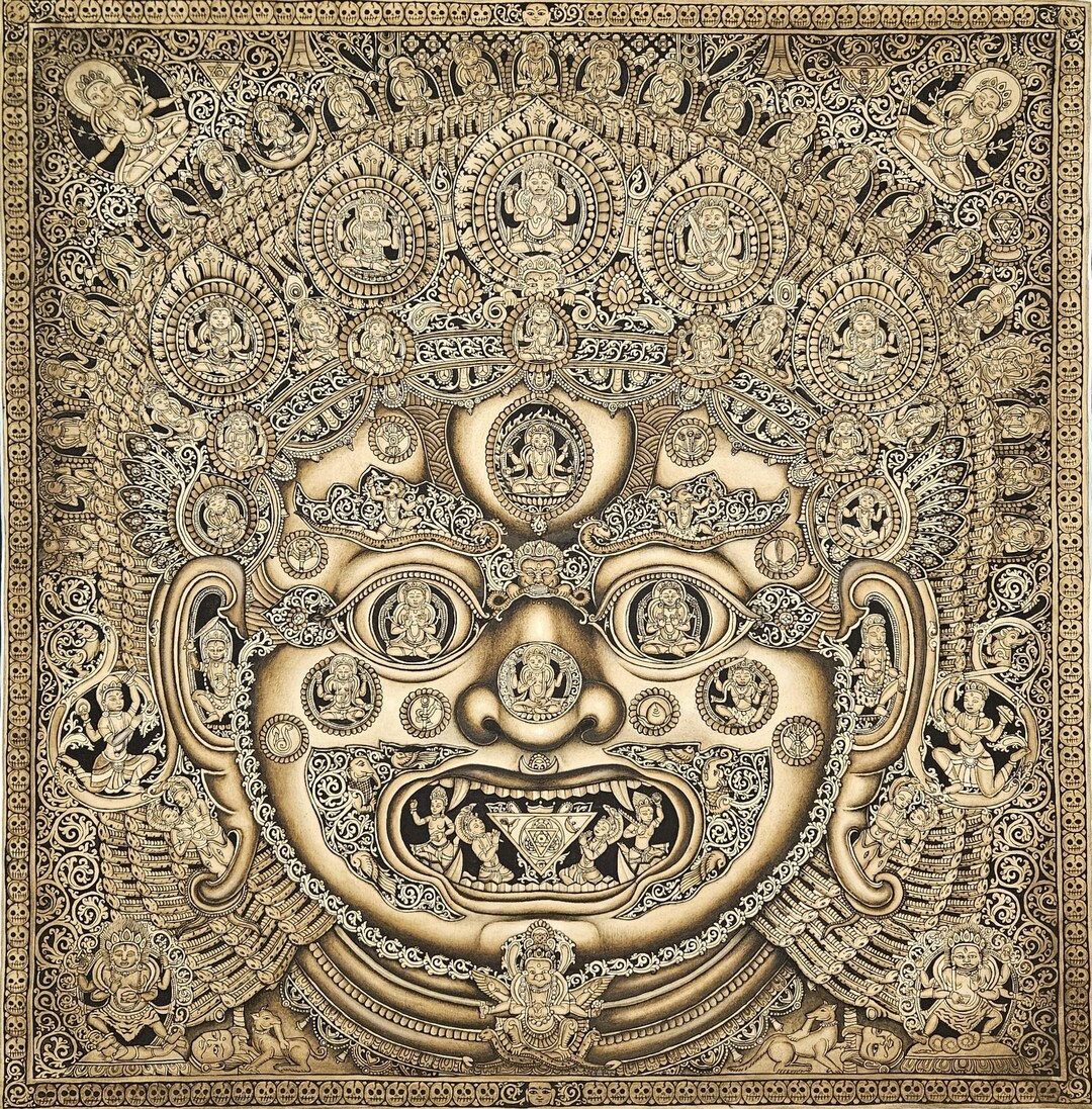 Paucha 403. Mask of Bhairava Mahakala Paucha Newari Art Thanka (thangka). Free ...