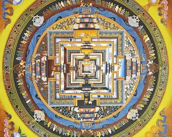 343. Kalachakra Mandala Thangka: Buddhist Wheel of Time Art