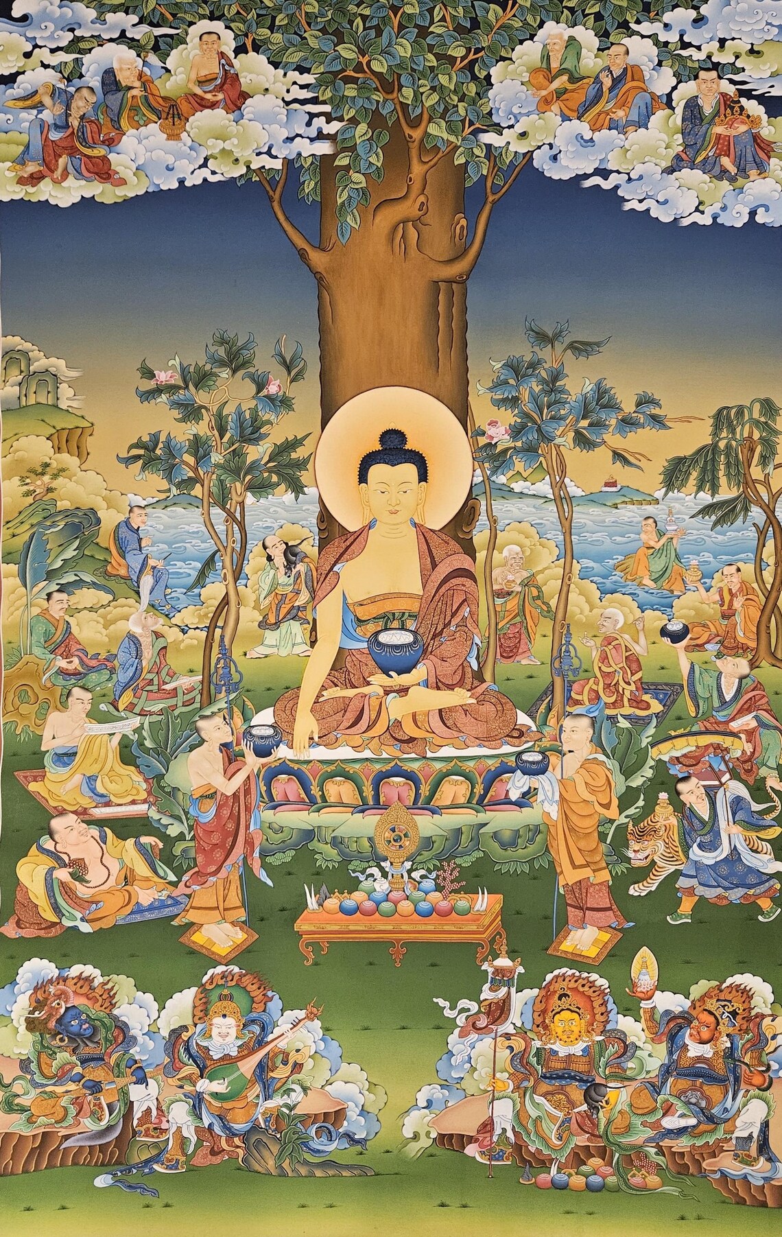 355. 16 Arhats Thangka: Buddhist Arahat Painting With Brocade - Etsy