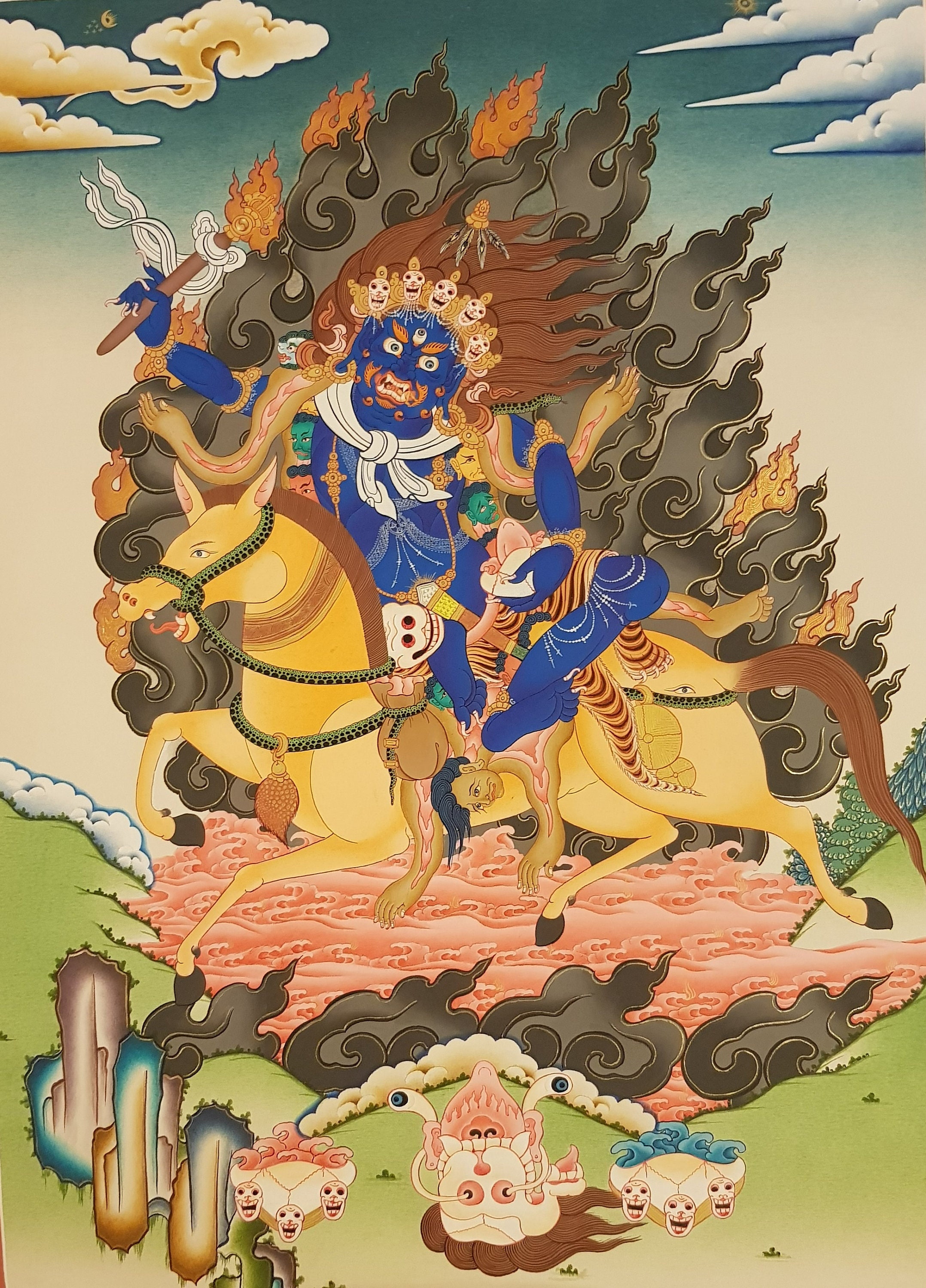 100. Palden Lhamo Thangka: Tibetan Buddhist Dharma Protector
