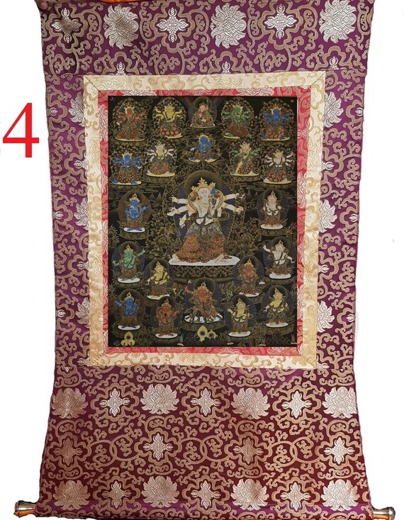 286. 21 Dzambala Thangka: Tibetan Buddhist Wealth Deity Painting
