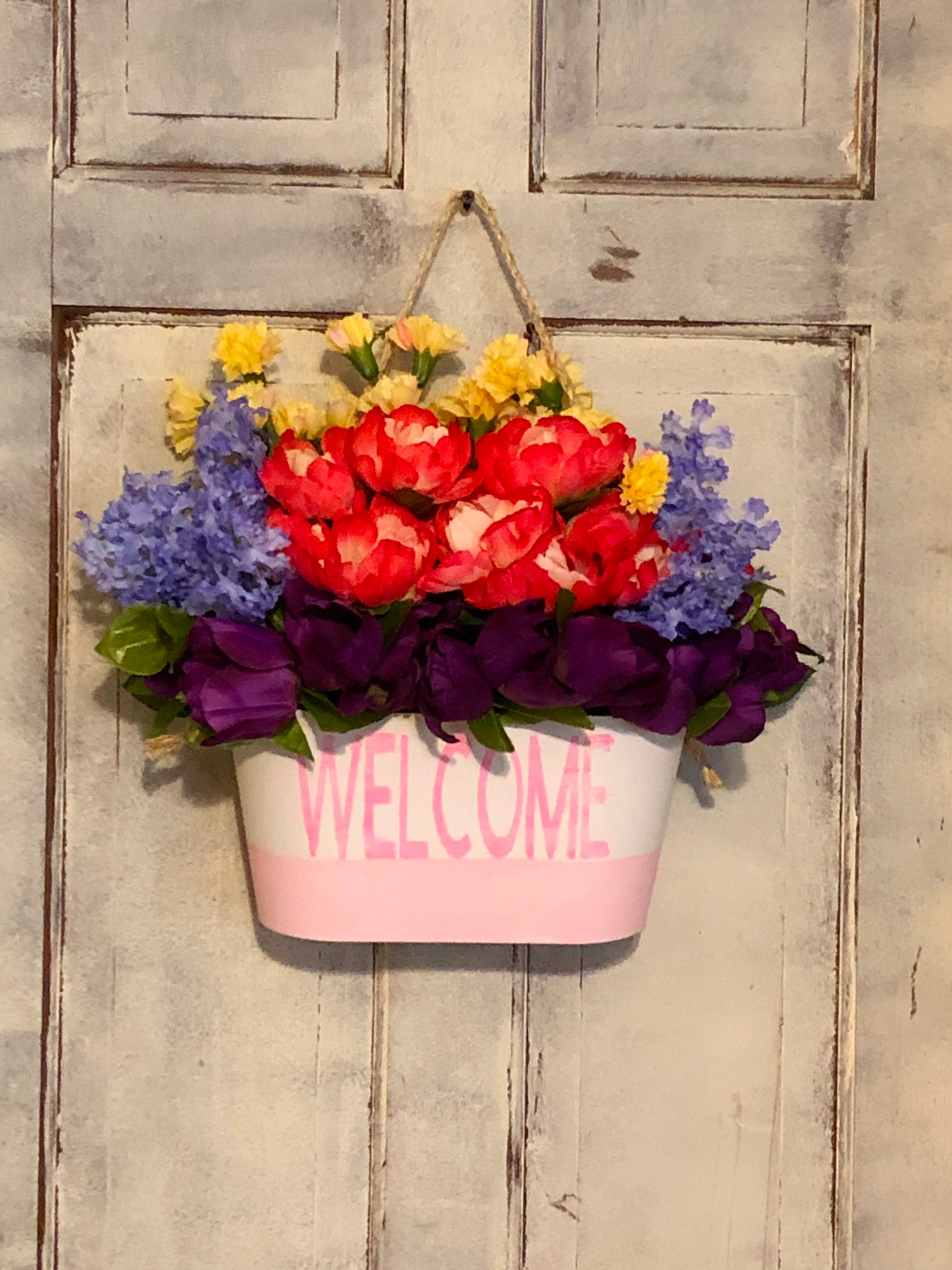 Flower basket door hanger Etsy