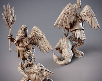 Karasu Tengu and Pet  miniature Dungeons and Dragons Table top Games Painting Wargames DnD RPGs Monster by Cobra Mode