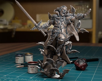 Resin Vampire Lord Miniature, Attacking Wizard Monster, DnD RPGs, Wargames