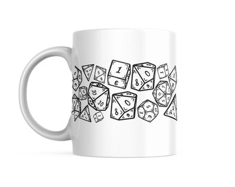 Sketch Dice Mug gift for gamers, Dnd Table top players