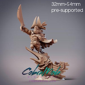 Fishfolk Swashbuckler - Captain Dagon, Sommos Jow Pirate | CobraMode | Tabletop RPG | 32-75mm | DnD