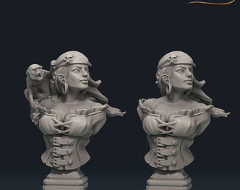 海賊少女の胸像（塗装用、複数種類あり、送料無料）