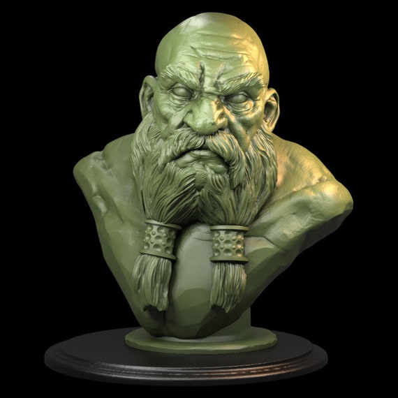 Dwarf Bust, Model for Painting and Collections, Table Top Games