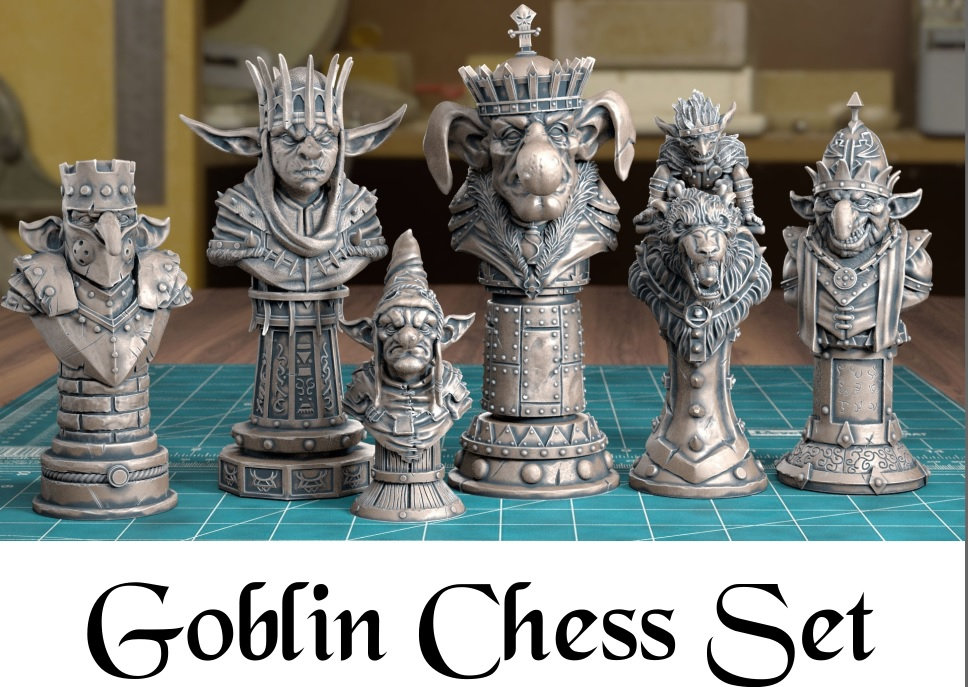 Medieval Fairy Fantasy Chess Board Game Set 3D Woodland Platform Resin  Pewter