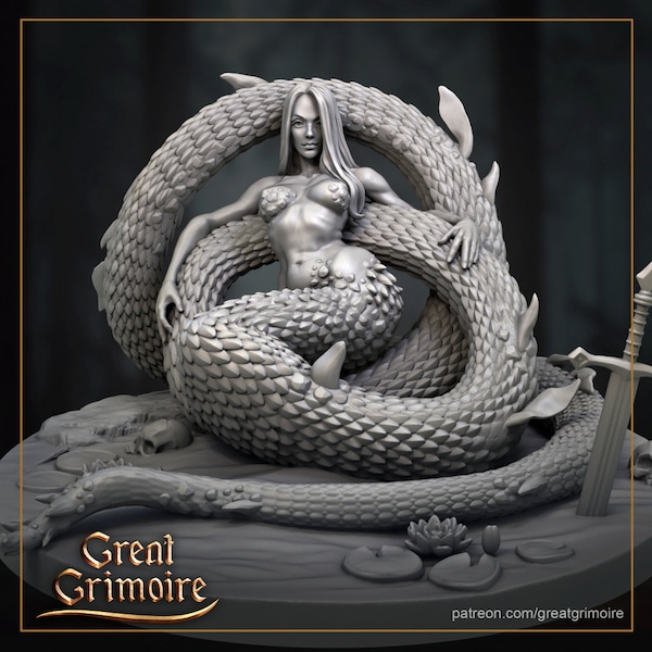 Serpent Lady Snake Woman Sorcière miniature Jeux de table, Peinture Wargames DnD RPGs Monster