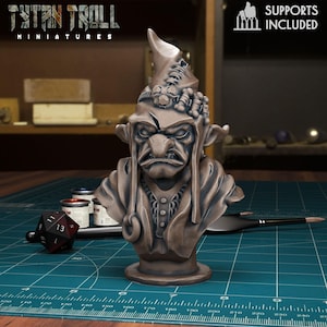 Goblin Wizard Bust, Model for Painting and collections, Table top Games, Wargames DnD RPGs