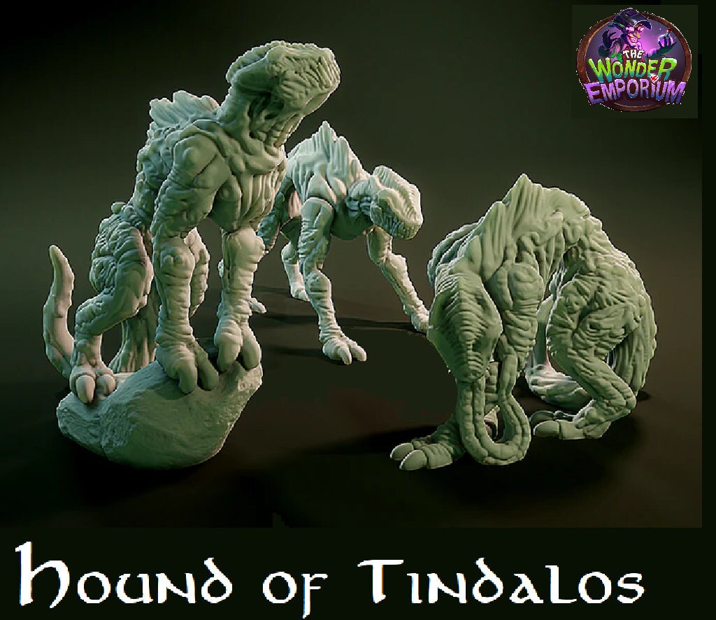 Hounds Of Tindalos - Set Di 4 Miniature Mostro In Resina 28-34mm - Creature Aliene Per Giochi Di Ruolo E Wargame - Base 50mm Inclusa