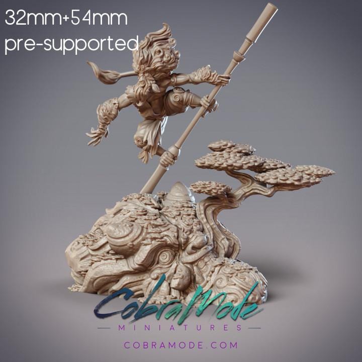 Monkey Warrior - Saeno, Sarugami Zuijin | CobraMode | Tabletop RPG | 28-32mm | DnD Mini