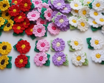 12 pcs Handmade Crochet Flower Appliques 4 cm