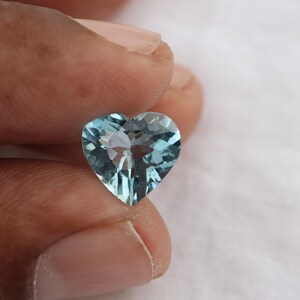 10.3 MM Natural Blue Aquamarine Heart Cut, 2.80 Cts Eye Clean Aquamarine Faceted Heart Shape Gemstone For Ring/Pendant Jewellery