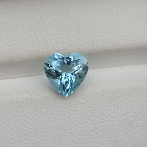 8.3 MM Natural Blue Aquamarine Heart Cut, 1.78 Carat Aquamarine Faceted Heart Shape Gemstone For Jewellery Making
