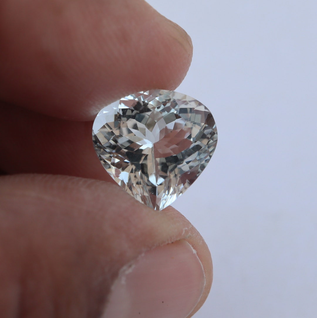 12.5 MM Colorless Aquamarine Heart Cut, 5.98 Carats Aquamarine Faceted ...