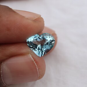 10 MM Natural Blue Aquamarine Heart Cut, 2.32 Carats Nice Lustre Aquamarine Faceted Heart Shape Gemstone Gifts For Anniversary