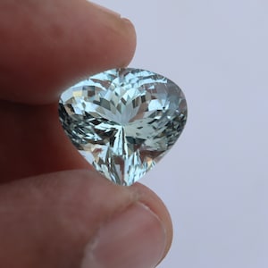 15 MM AAA Natural Aquamarine Heart Cut, 9.98 Carat Untreated Aquamarine Faceted Heart Shape Gemstone For Pendant Jewellery For Wedding Gift