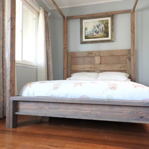 BRENTWOOD, canopy bed, built out of solid Fir 1.375 in thick planks,shown in Dried Moss.( Free shipping *)